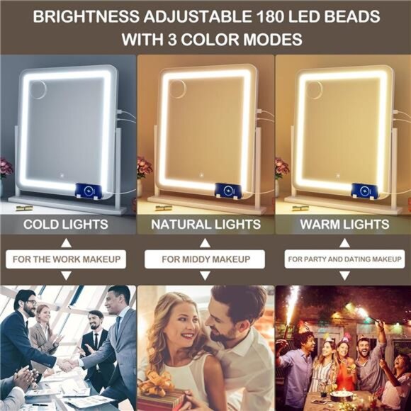 Makeup Vanity Mirror with Lights 15.2" Large LED Lighted Mirror, Hollywood Make - Picture 3 of 7